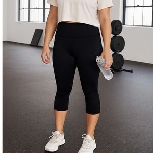 Aerie Crop Leggings High Waisted Stretch Athletic Black Size‎ 06 Running Gym